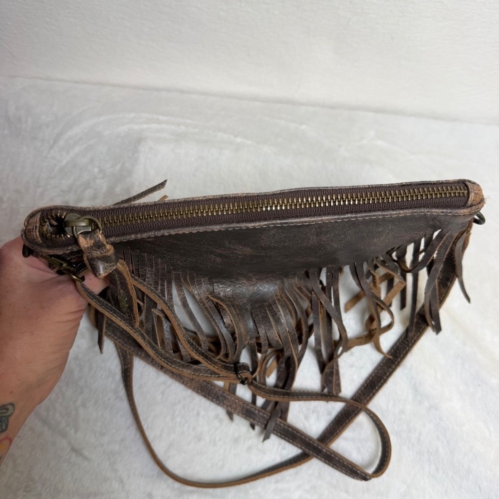 BED|STU Silverrock Crossbody Bag Distressed Brown Genuine Leather Fringe EUC - Picture 3 of 13